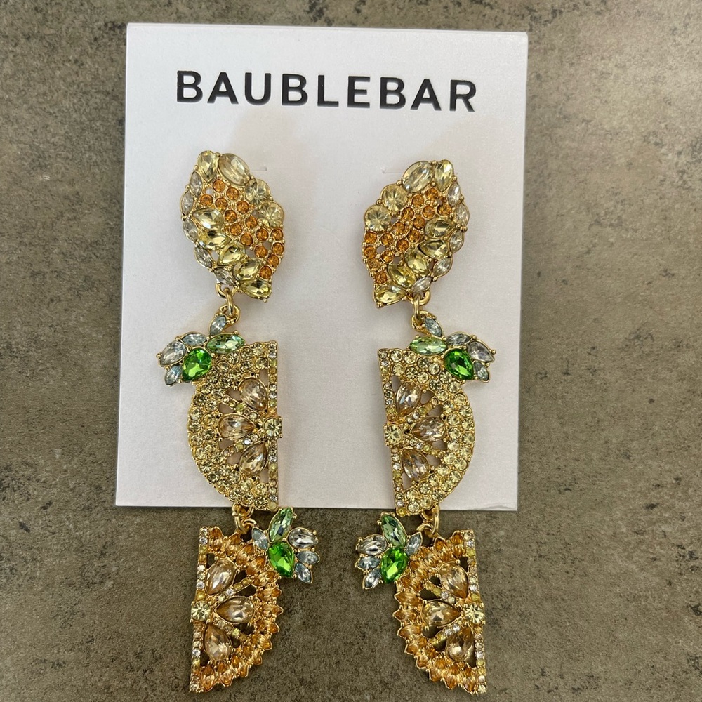 BaubleBar Lemon Drop Earrings. Never worn.